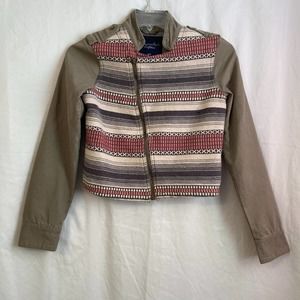 American Eagle Olive Green Moto Crop Jacket Small